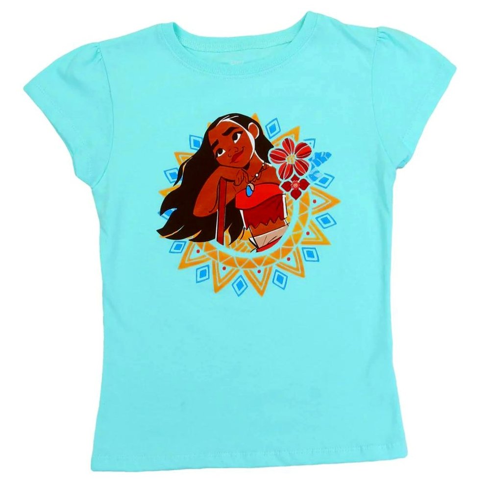 Disney Moana Girls Aqua Blue Tee NWT 4 Or 5/6